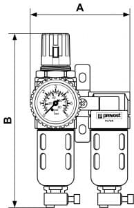Prevost Alto 1 - 2-Piece-Set - 1/4'' Microfilter Assembly With Regulator (Gauge Included) And Wall Bracket 4 TB CSM201 -