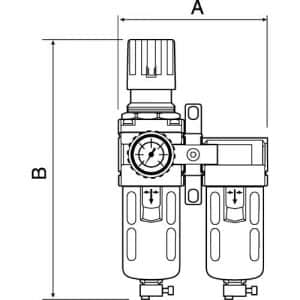 Prevost 2-Piece-Set - 1/2'' Micro-Filter Assembly With Regulator (Gauge Included) And Wall Bracket 4 TB CSM203