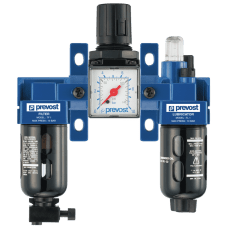 TT SM201 Prevost Alto 1 - 3-Piece-Set - 1/4'' Filter-Regulator-Lubricator (Gauge Included) With Wall Bracket